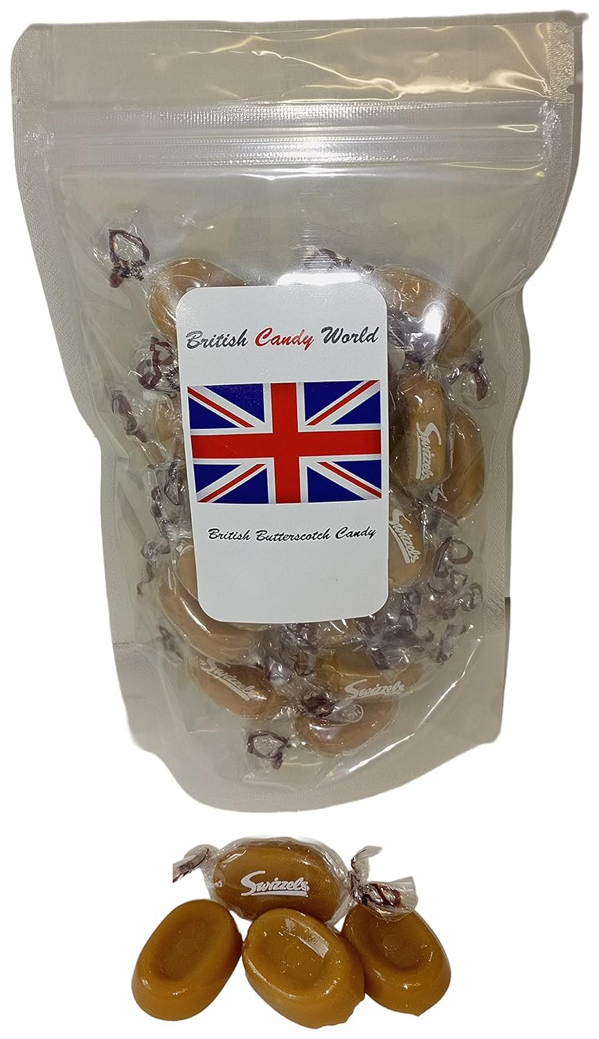 Original British Candy World Imported Butterscotch Sweets Candy Imported From the UK England Wrapped Butterscotch Flavored Hard Boiled Sweets Candy
