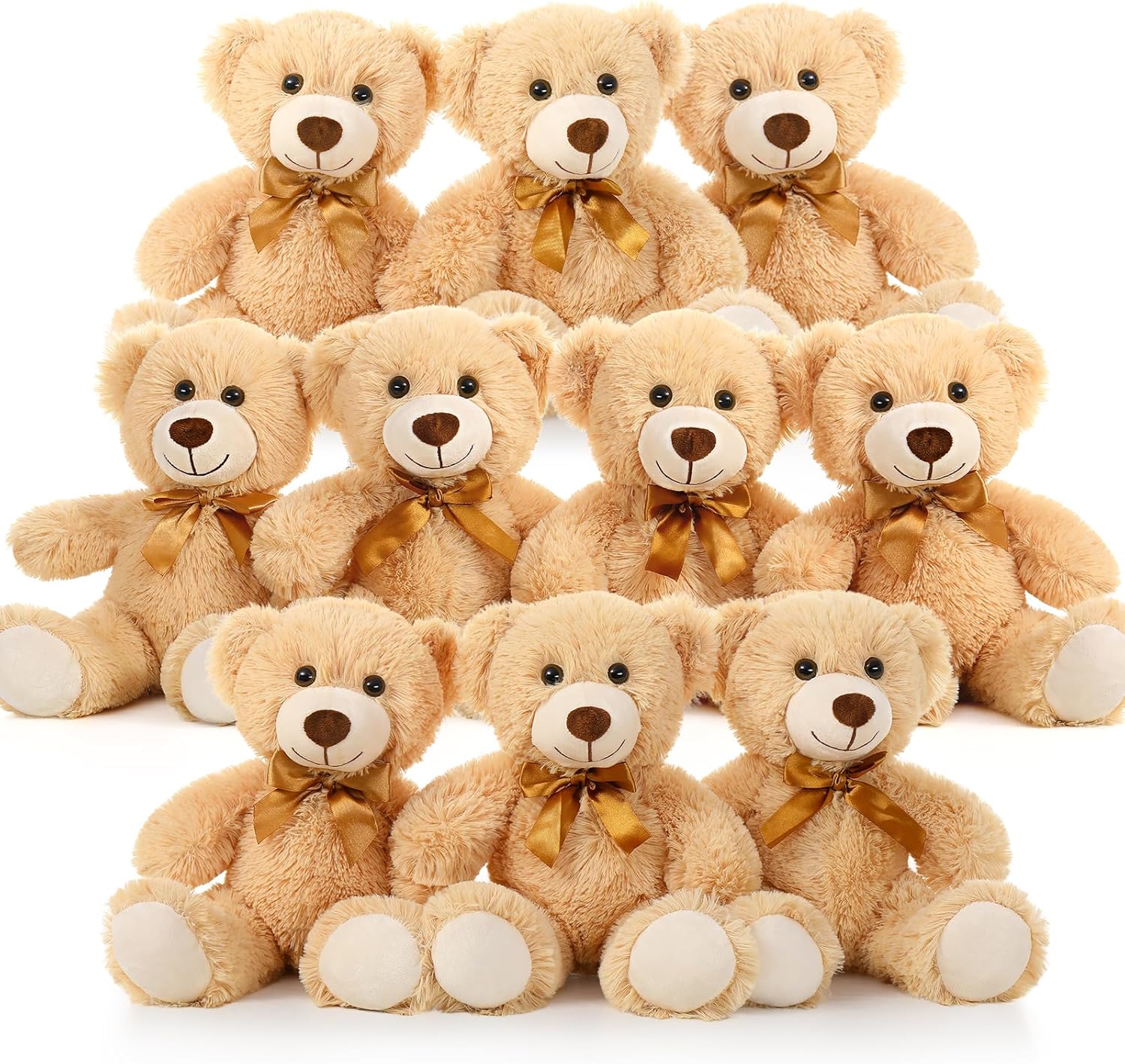 MaoGoLan Bulk Teddy Bear Baby Shower, 10 Packs Small Teddy Bear Stuffed Animals in Bulk,13.5" Small Stuffed Bears Plush for Wedding,Birthday,Christmas, Party Decorations