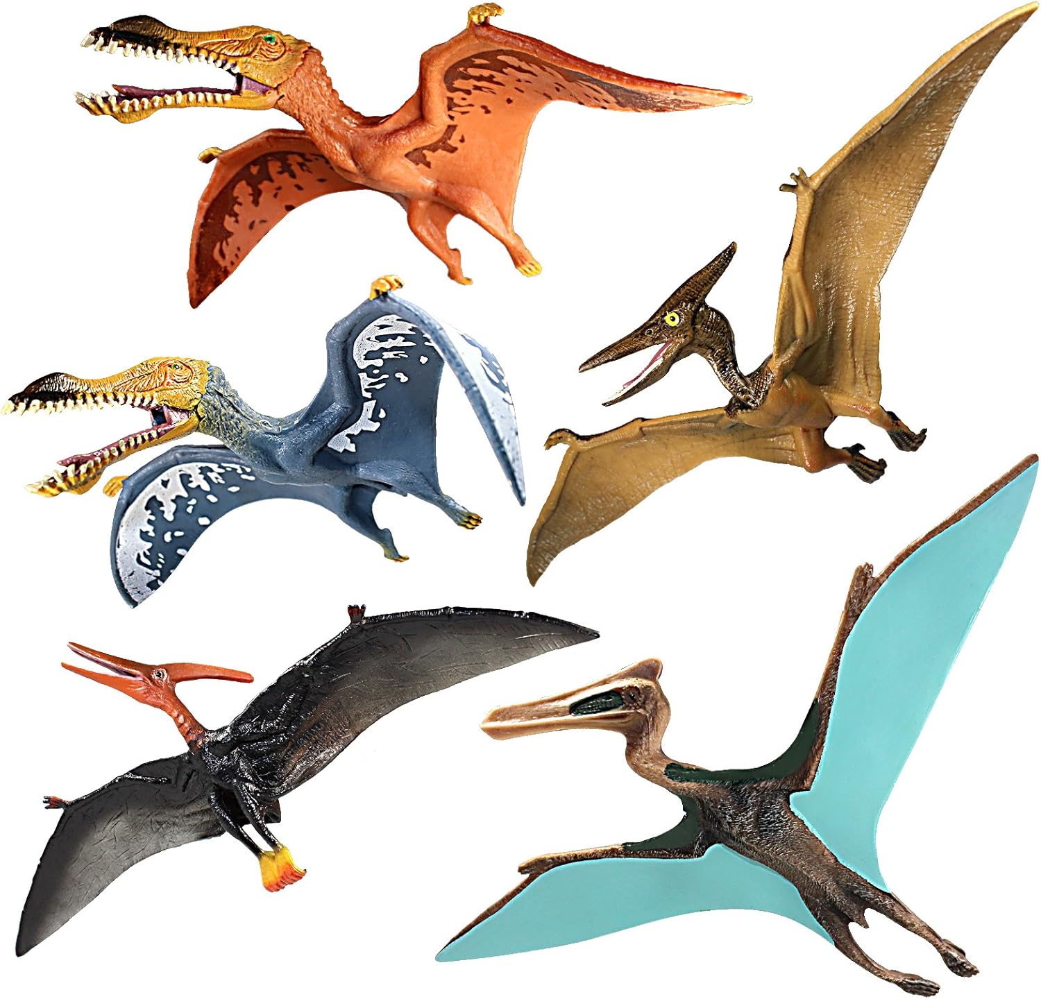 FUNSHOWCASE Educational Realistic Quetzalcoatlus Dinosaur Figures Playset Some Pterosaurs with Movable Jaws 5-Count
