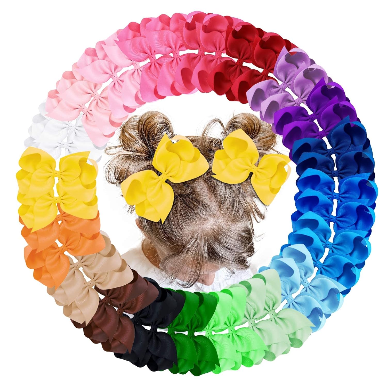 Oaoleer 40Pcs 4.5" Hair Bows Clips Grosgrain Ribbon, Alligator Clips, Barrettes Hair Accessories for Baby Girls Infants Toddlers Kids Teens Children (4.5 Inch, 20 Colors in Pairs)