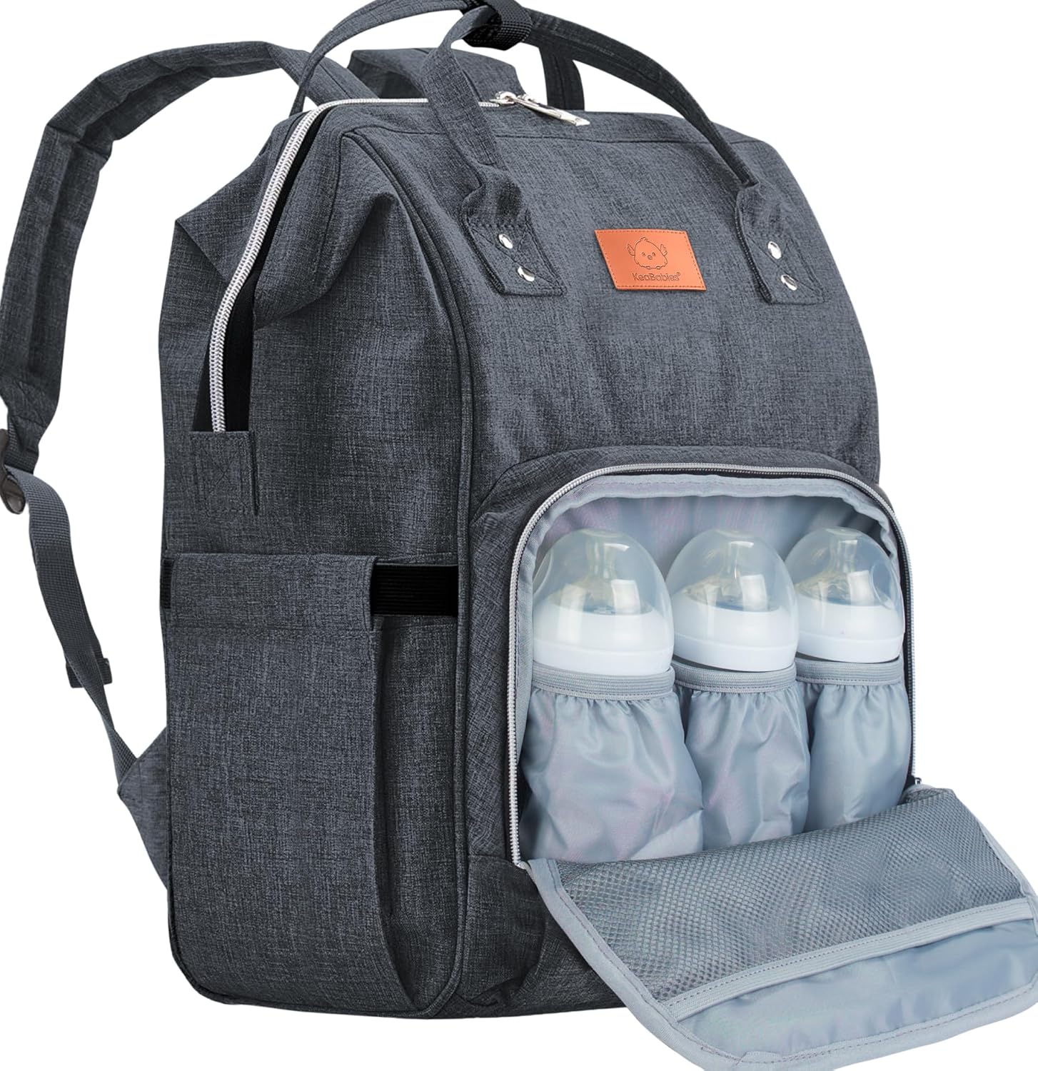 KeaBabies Baby Diaper Bag Backpack - Baby Bag for Boys,Girls, Waterproof Multi Function Baby Backpack, Large Diaper Bags for Baby Girl, Baby Boy, Travel Diaper Bag with Changing Pad (Mystic Gray)
