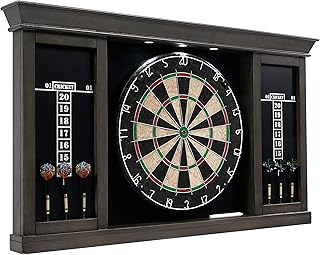 Barrington Dartboard Multiple Styles Pre-Assembled Wood Dartboard Cabinet Collection with 18” Bristle Dartboard & Steel Tip Dart Set, Perfect for Cricket Games