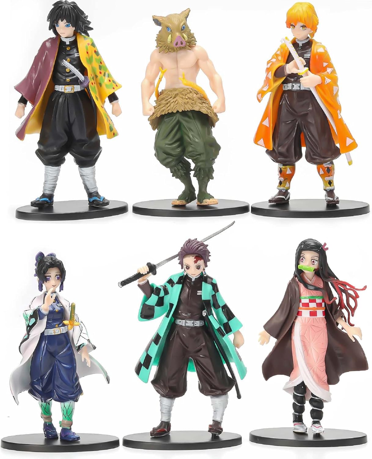 Cosplay Slayer Action Figure Set - Collectible Figurine Gifts Decoration Figures Toy 6 PCS Set 6.3 Inch, Zenitsu Inosuke Tanjiro Nezuko Tomioka Shinobu Figure, Collectible Figurine Gifts