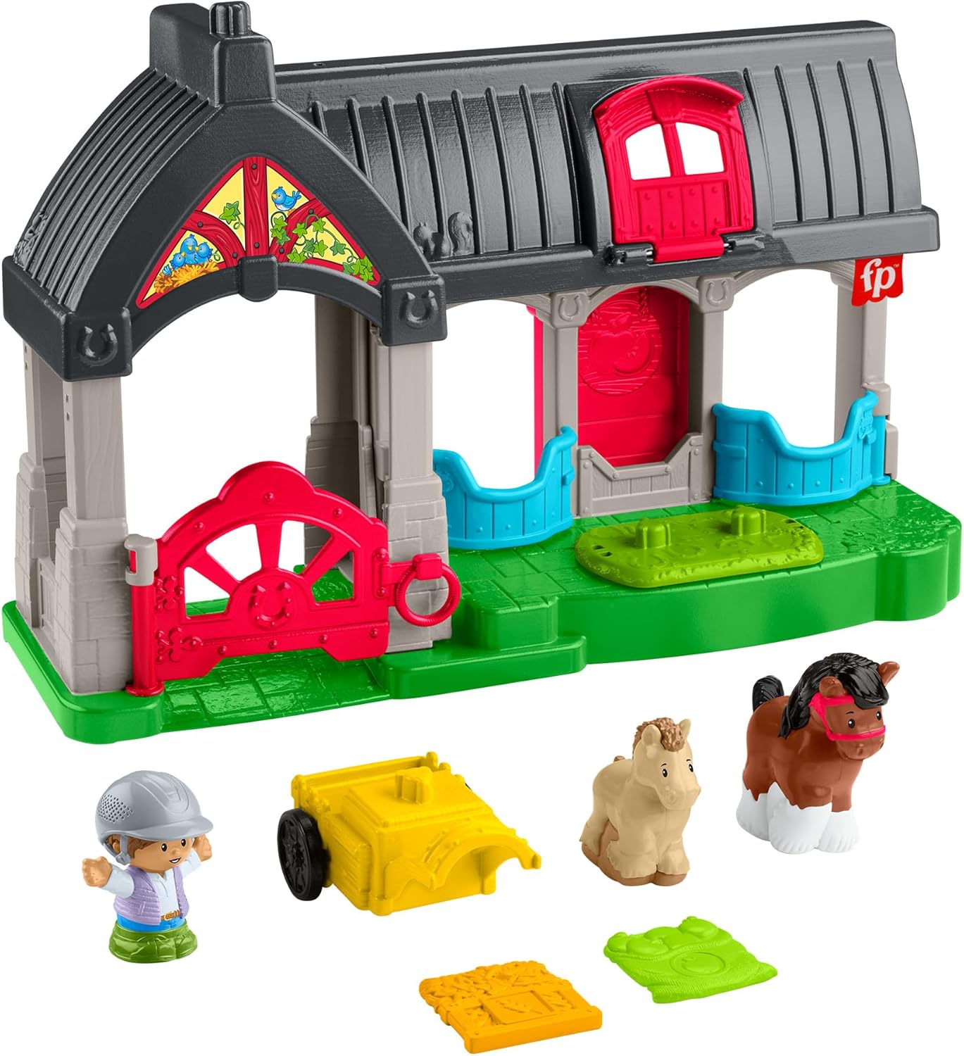 Fisher-Price Little People Toddler Toy Friendly Horses Stable Playset with Sounds, Figures & Accessories for Kids Ages 1+ Years, HWR84