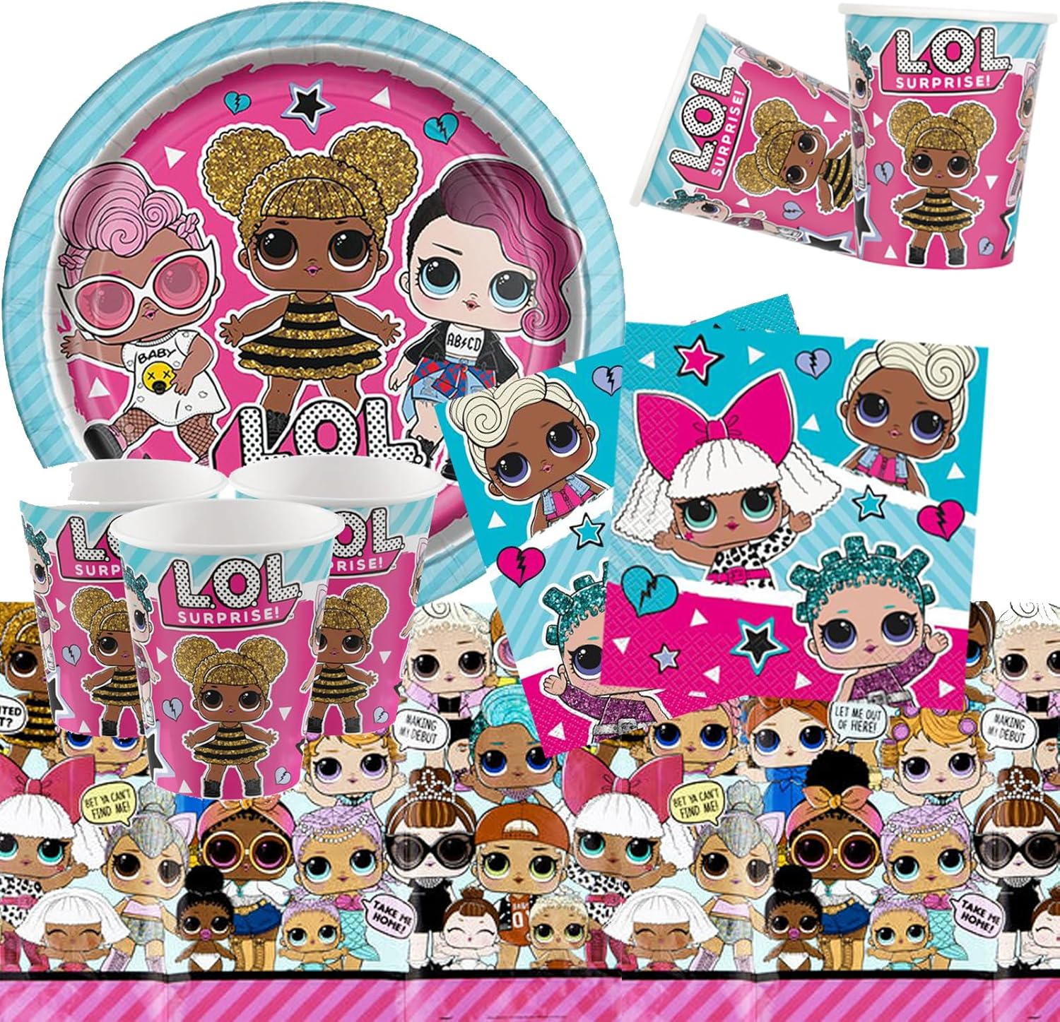 Offer Shop Lol Surprise Party Supplies Childrens Birthday Party Tableware Decorations- 16 Serves
