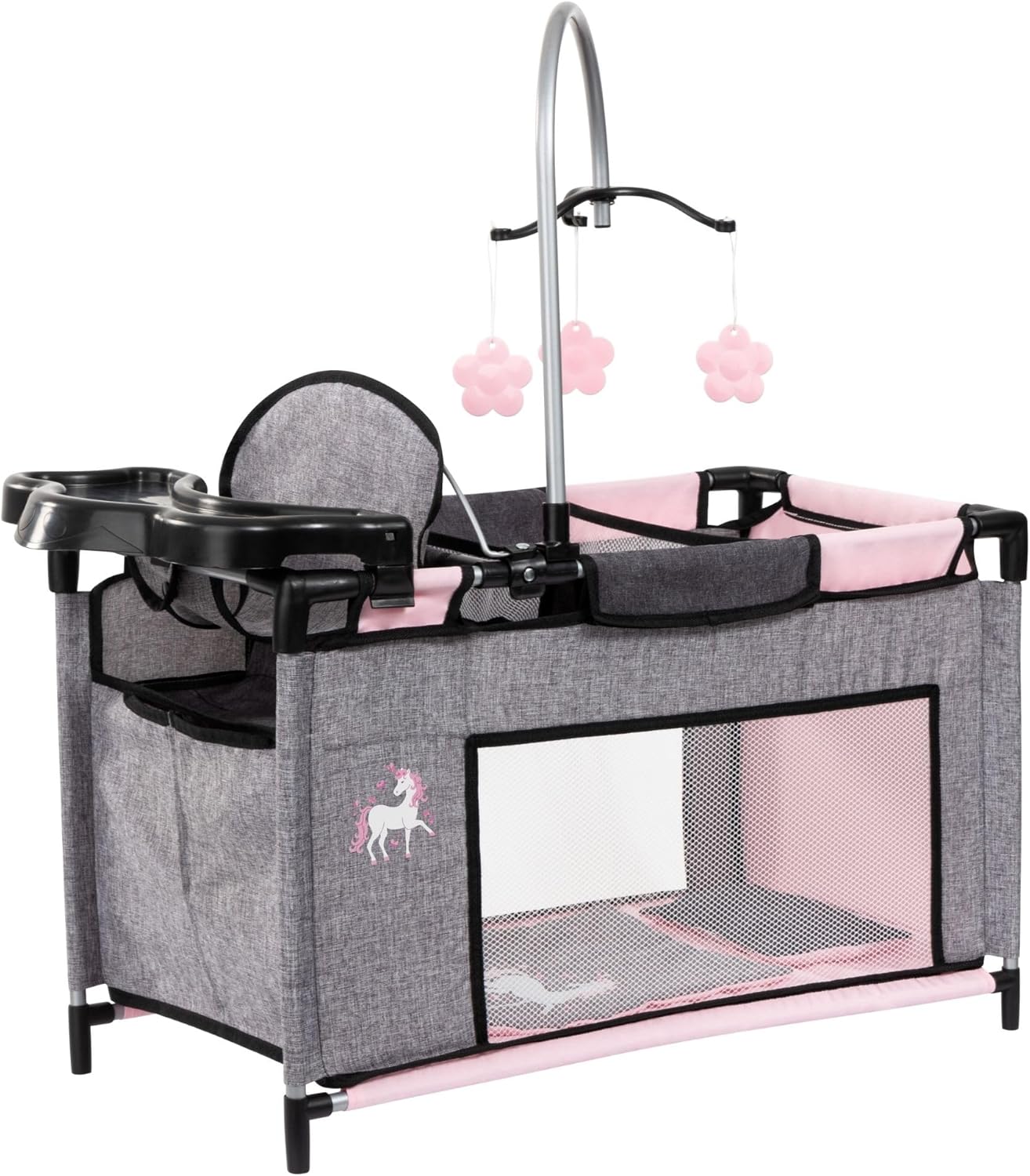 Bayer Multi Bed Doll Accessories Set with Integrated High Chair, Feeding Tray, Baby Doll Cot with Changing Area, Dolls Bedding - Toy Baby Accessories, Role Play Toddler, 3+ Year Old Toys, Girls, Boys