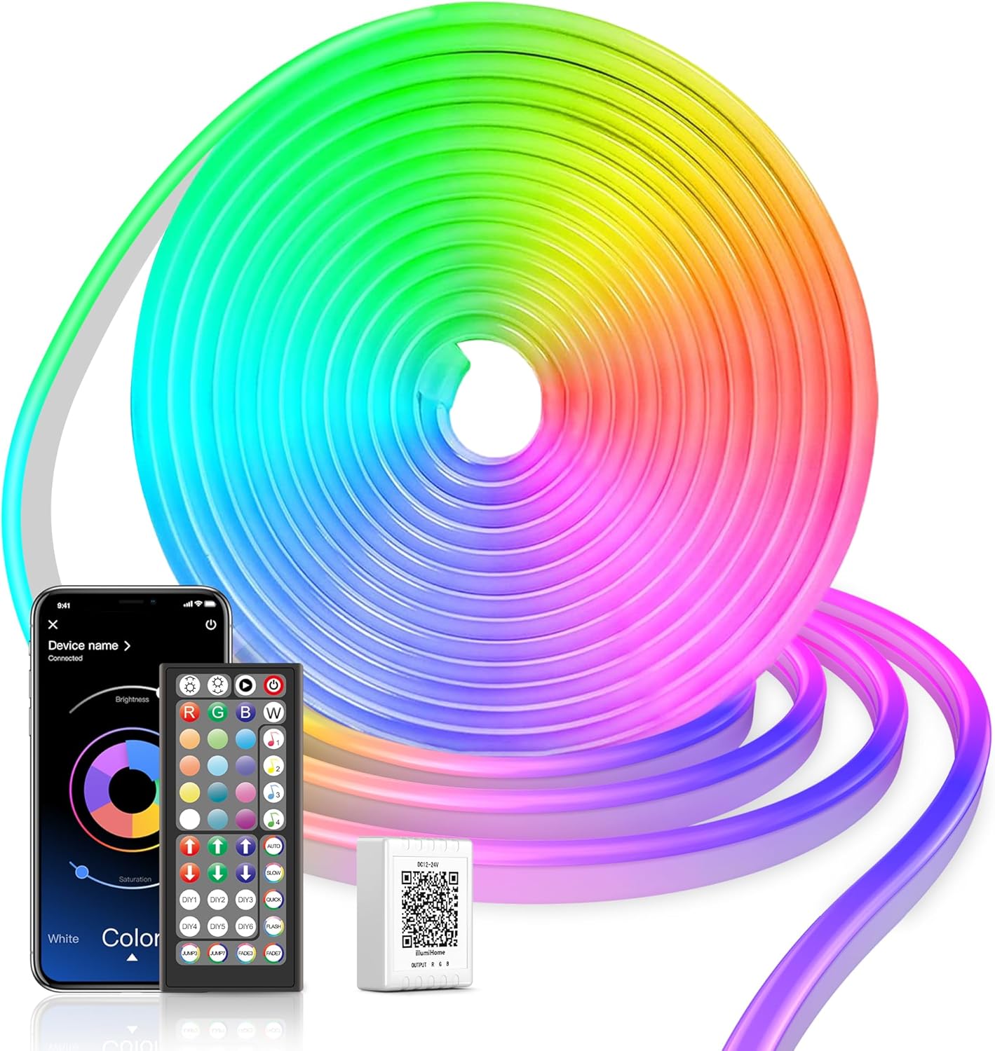 5M Neon LED Rope Lights, Waterproof LED Lights for Bedroom, Flexible Light Strip with Remote and APP Control, RGB Lighting Strip for Indoors Outdoors Bedroom Room Home Decor