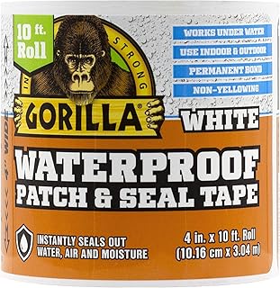 Gorilla Waterproof Patch & Seal Tape 4" x 10' White, (Pack of 1)