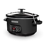 BLACK+DECKER 7-Quart Slow Cooker, SCD4007, Chalkboard Exterior, Locking Lid, 3 Heat Settings, Removable Stoneware Crock