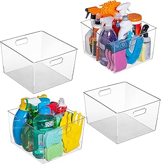 ClearSpace Plastic Storage Bins – XL 4 Pack Perfect Kitchen Organization or Pantry Storage – Fridge Organizer, Pantry Organization and Storage Bins, Cabinet Organizers