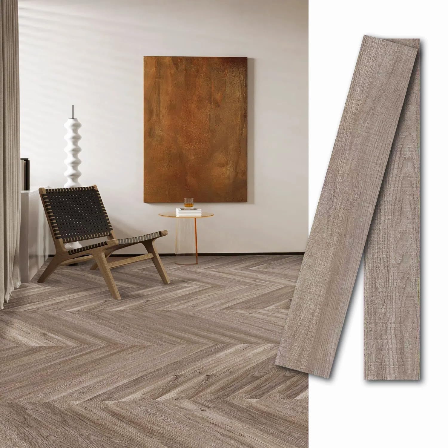 MULGREAT Vinyl Flooring, 36 Pieces 5㎡ Wood Grain Planks, DIY for Bedroom, Kitchen, Living Room Home Decor