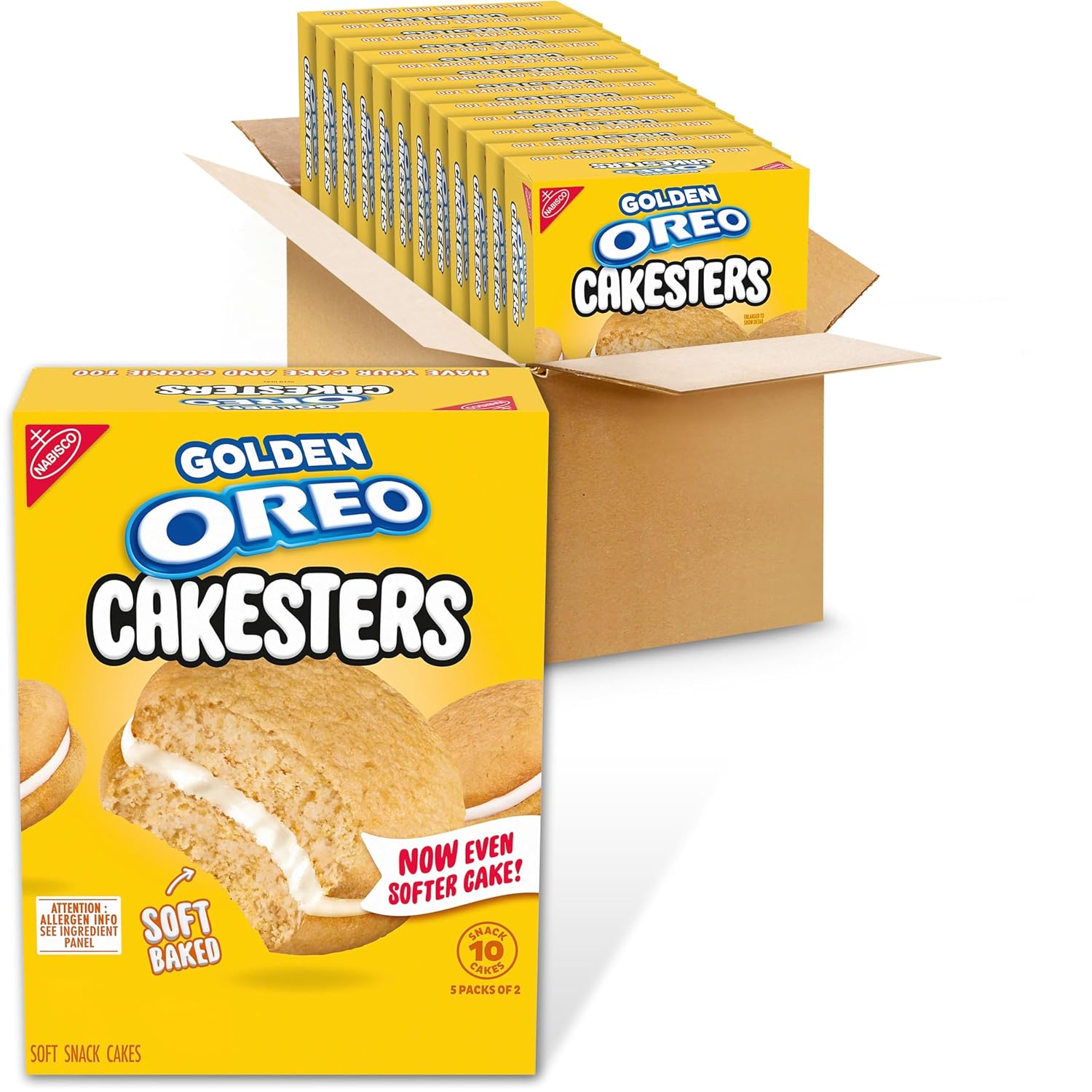 OREO Golden Cakesters Soft Snack Cakes, 60 Snack Packs