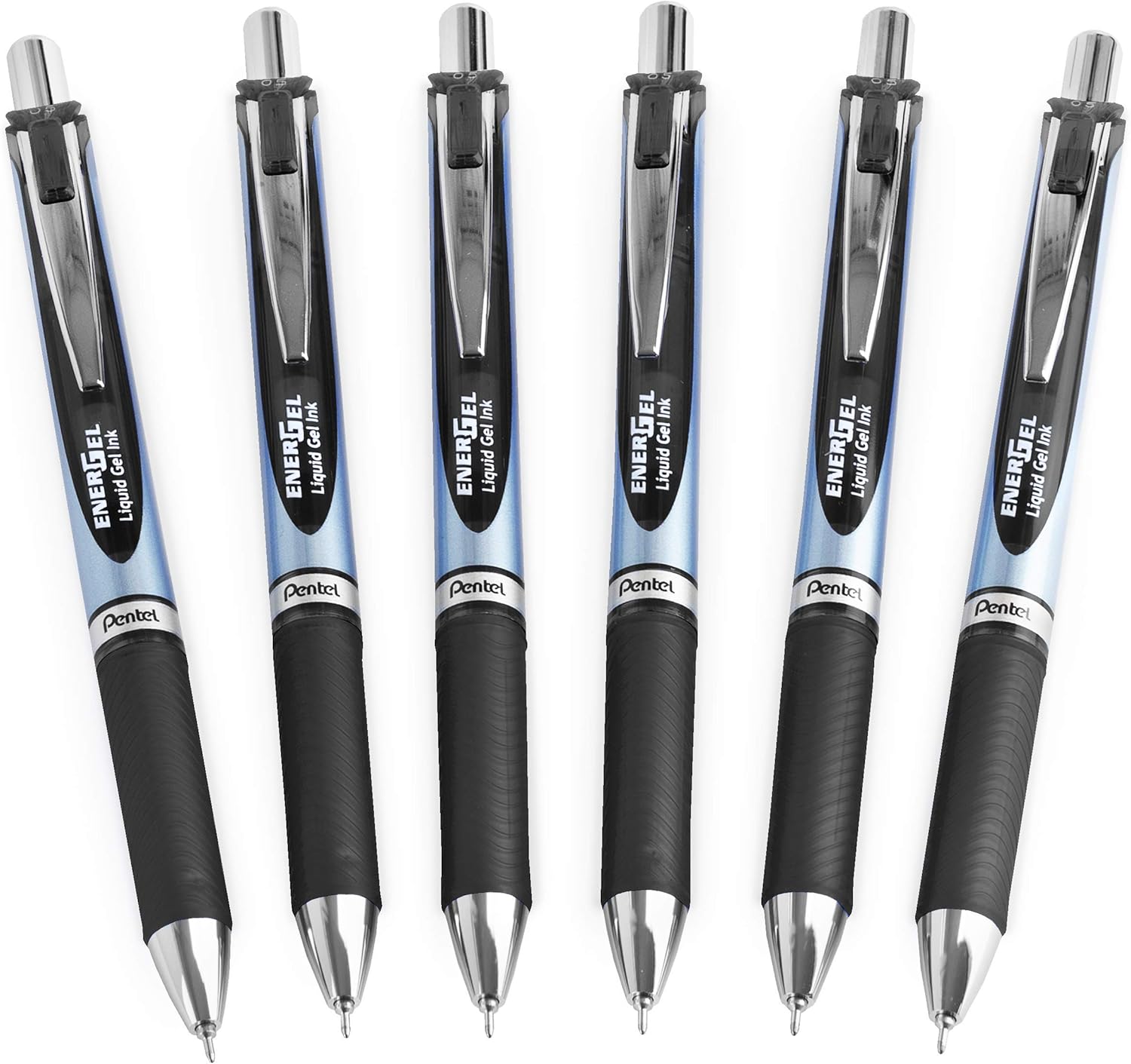 Pentel Energel BLN75 Retractable Gel Ink Rollerball Pen - 0.5mm - 54% Recycled (Black Pack of 6)