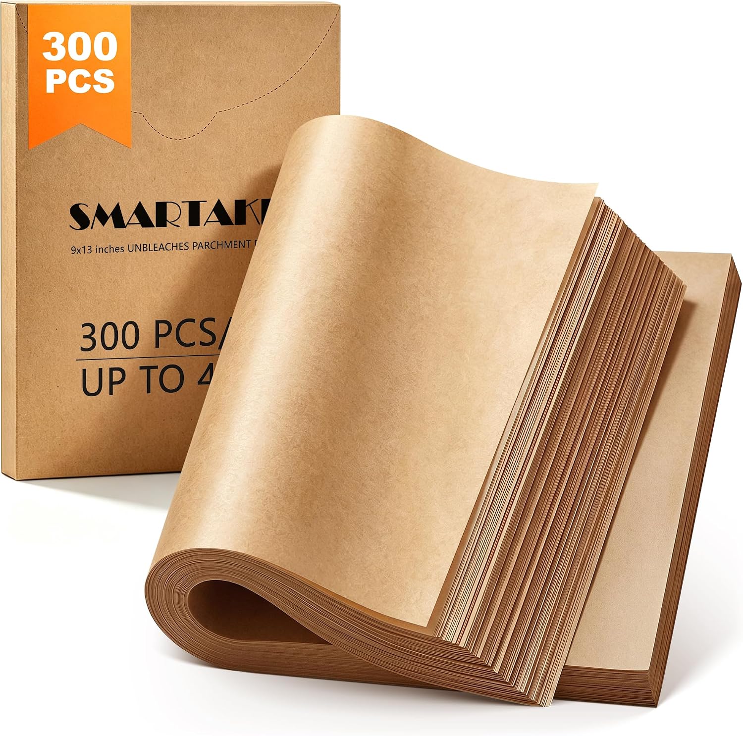 SMARTAKE 300 Pcs Parchment Paper Baking Sheets, Pre-Cut, 9x13 Inches