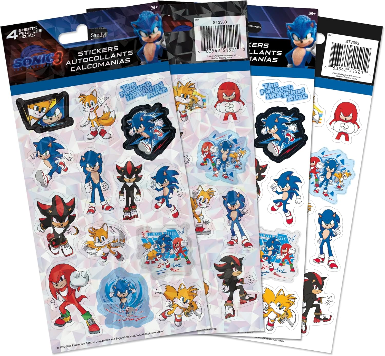 Sonic 3 Standard Stickers - 4 Sheet