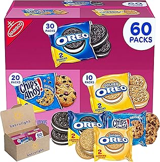 Nabisco Cookie Variety Pack Bundled with Oreo Original & Golden Cookies, Chips Ahoy | Sweet Treat Cookies | Individually Wrapped| Case of 60 | Every Order is Elegantly Packaged in a Signature BETRULIGHT Branded Box (1, (Oreo Original, Golden, Chips Ahoy - Pack 60))