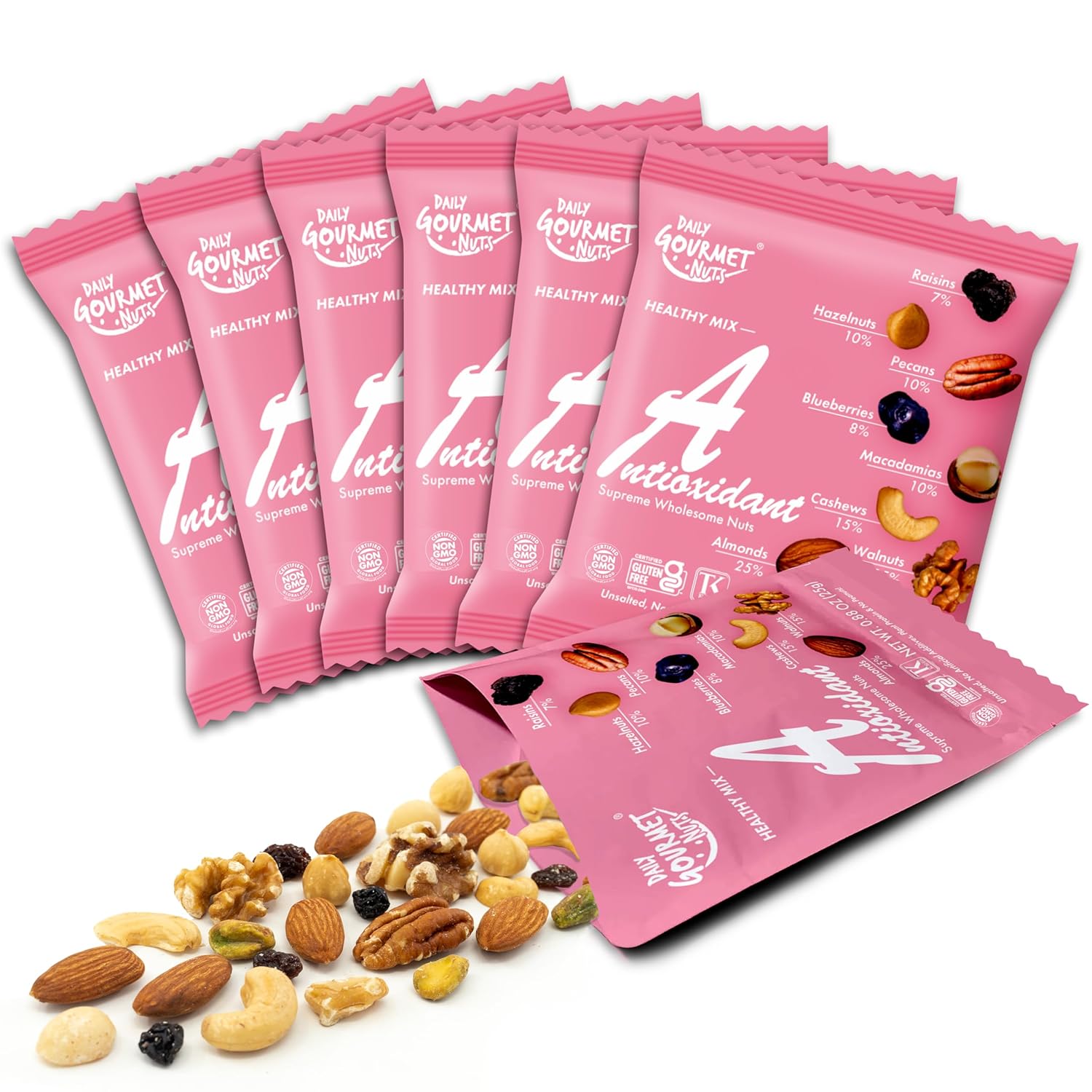 Daily Gourmet Nuts - Unsalted Mixed Nuts Snack Packs/Individually Wrapped Snacks/Nut Snacks/No Peanuts/Healthy Trail Mix Individual Packs/Deluxe Assorted Snacks