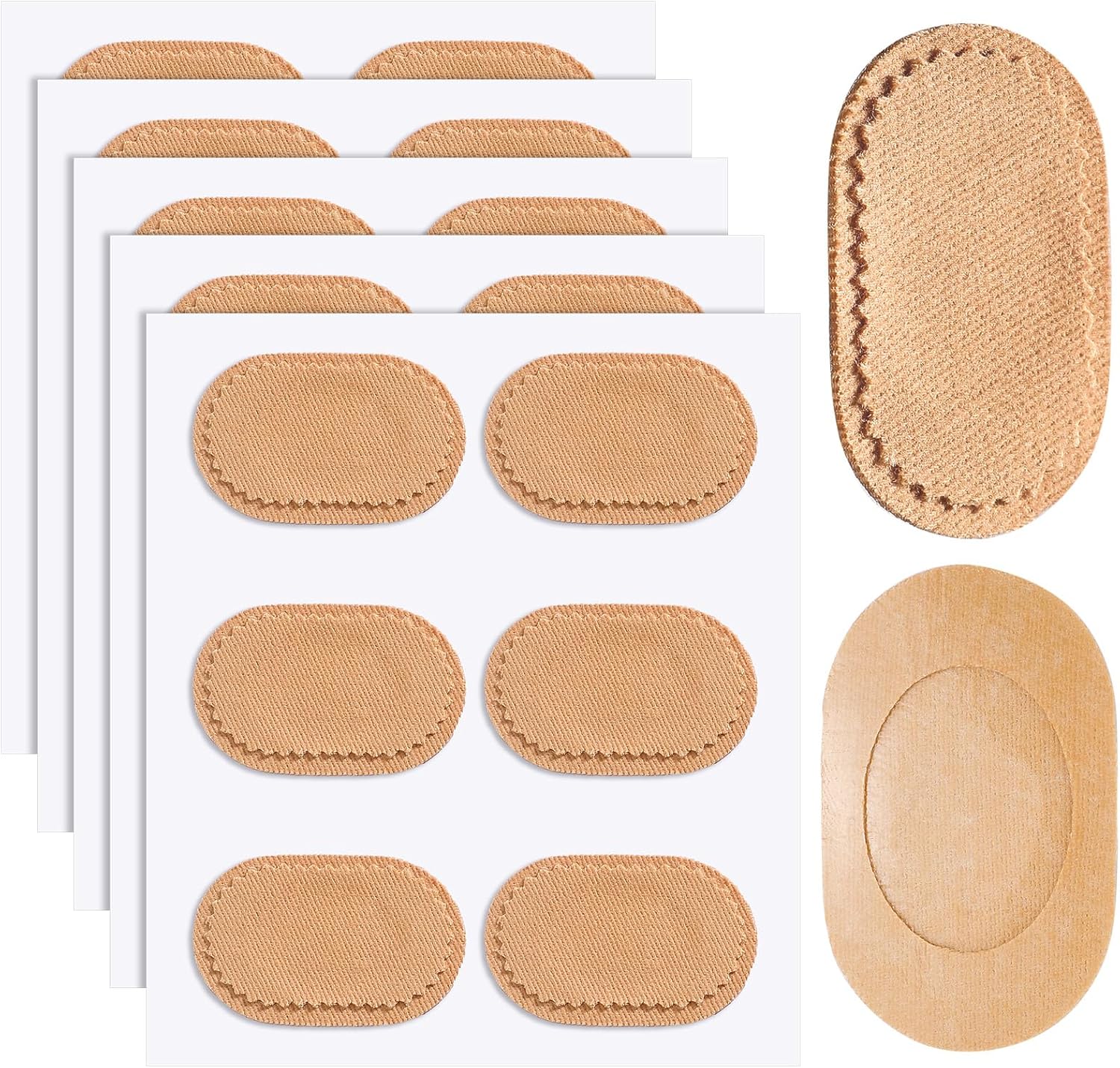 Funtery 30 Pcs Foot Callus Cushion Toe Cushions Pad Foot Protector Pads Corn Mat Patches Shoe Accessories for Women Men Fabric Feet Heel Toe Protector Pads