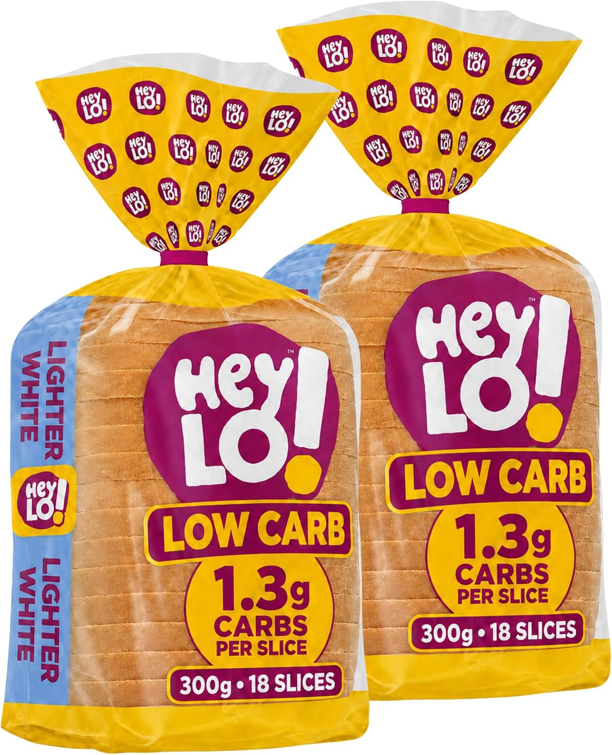 HeyLO Low Carb Lighter White Keto Bread, 2 x 300g 1.3g Carbs