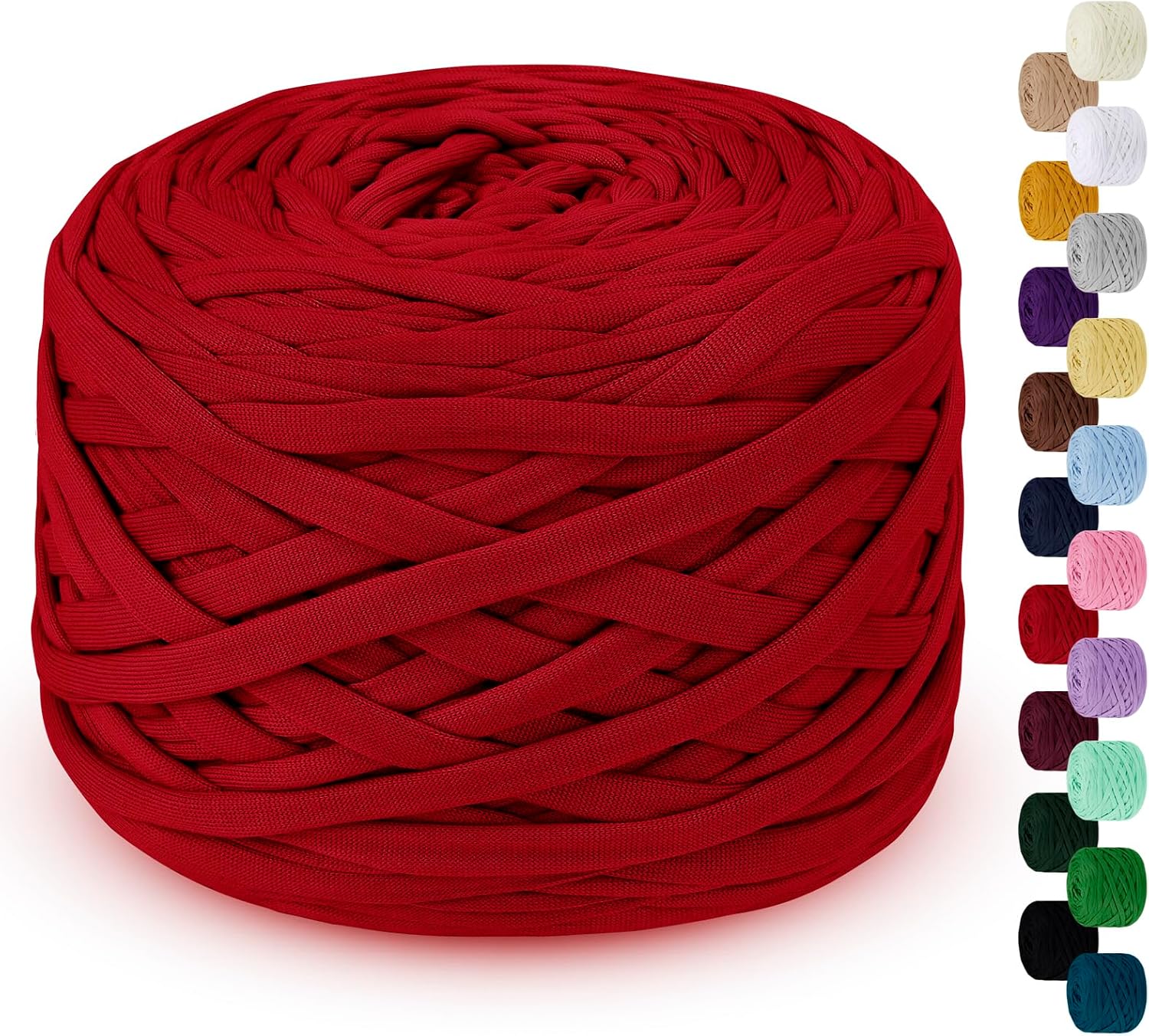 285g T-Shirt Yarn for Crocheting 100m Elastic Ribbon Thick Fabric, Knitting for Crochet Bag, Blanket, Basket, DIY Projects, Home Decor (Red)