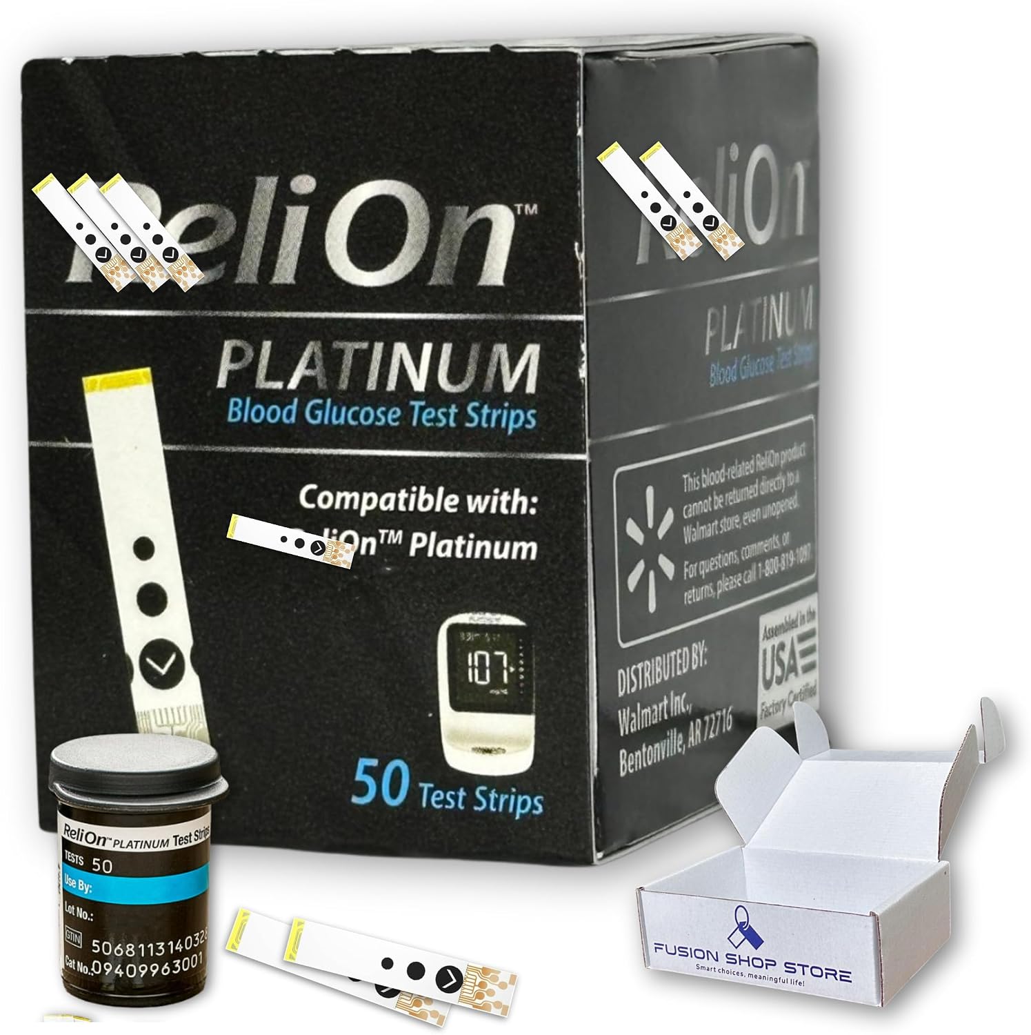 Test Strips, Platinum 50 Count (Pack of 1), Testing Blood Glucose, Boxed by Fusion Shop Store