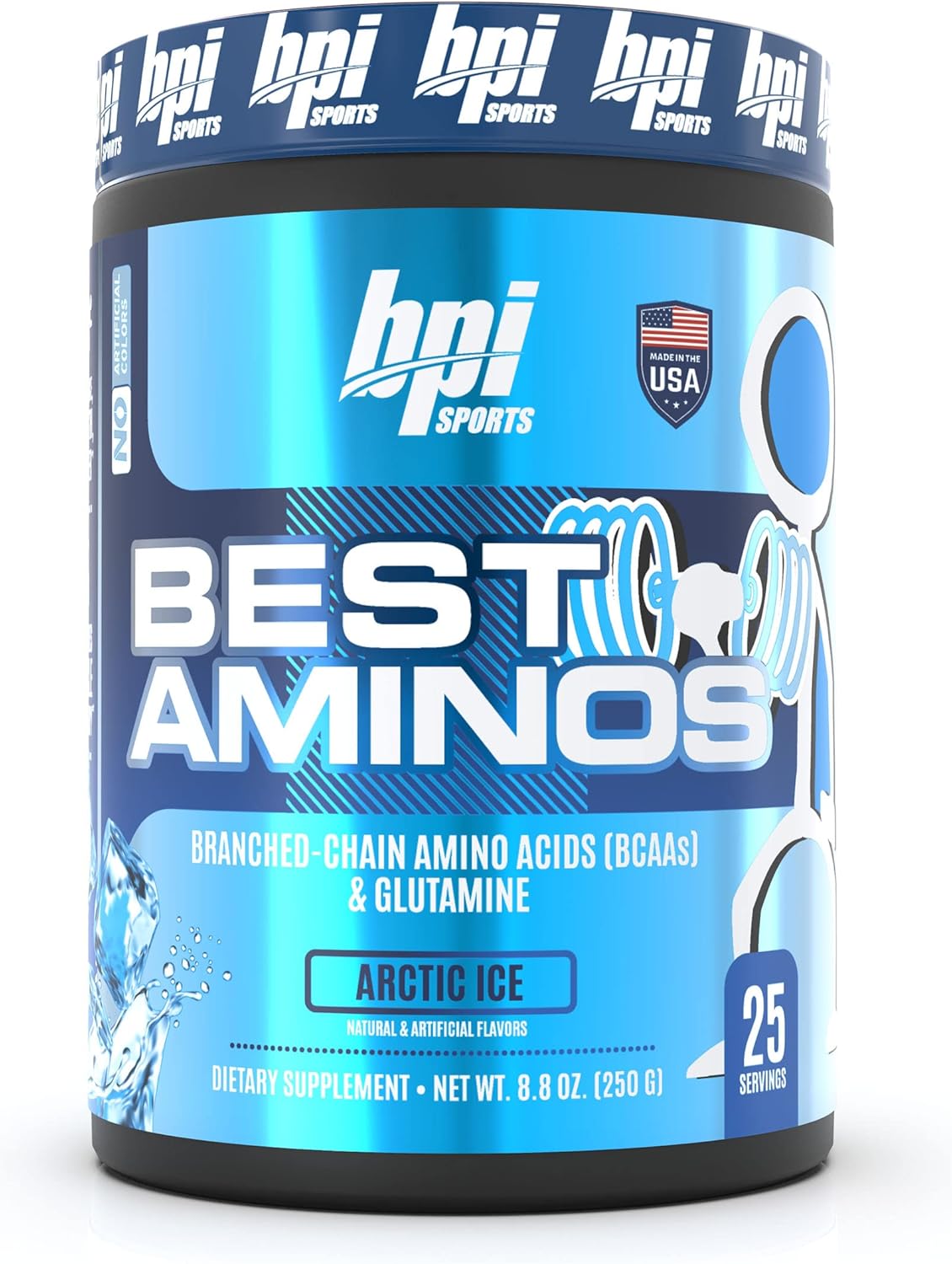 BPI Sports Best Aminos - BCAA Powder Post Workout & Glutamine Recovery Drink with Branched Chain Amino Acids for Hydration & Recovery, for Men & Women - Arctic Ice - 25 Servings