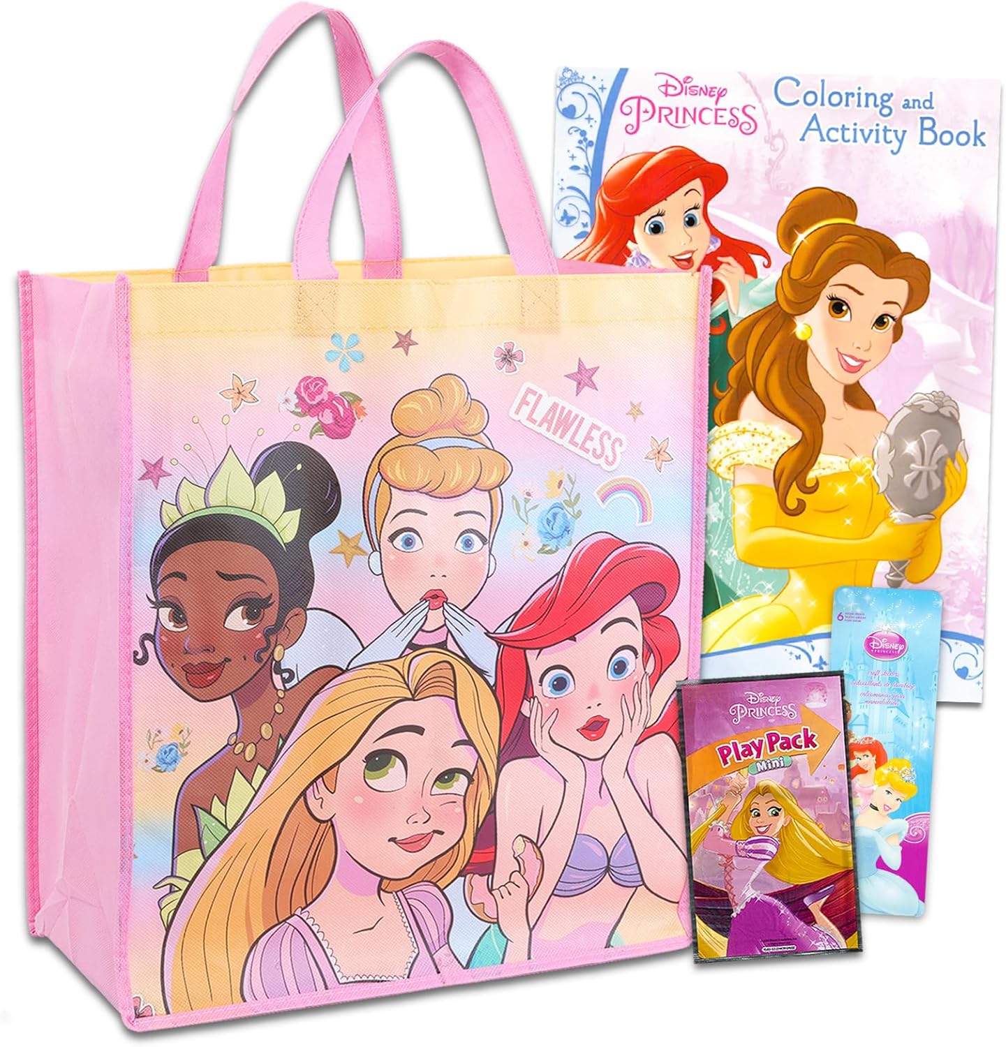 Disney Princess Travel Bag Activity Bundle - Disney Princess Tote Bag Set For Kids With Princess Coloring Book, Princess Stickers, and More (Disney Princess Bag for Girls).