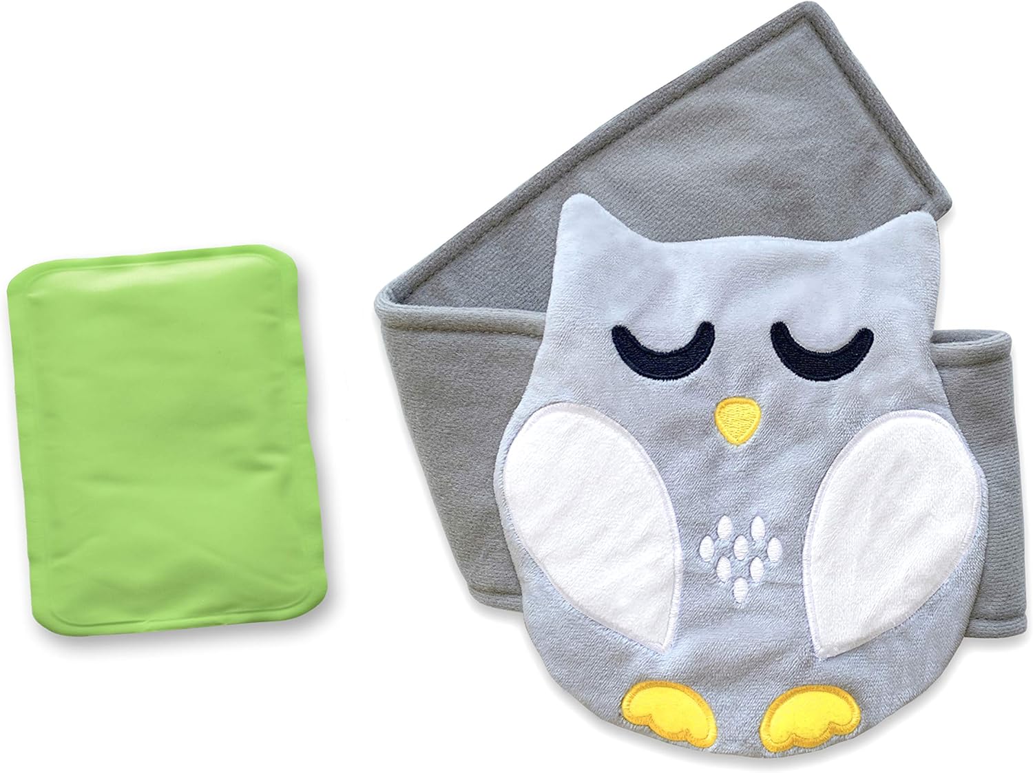 Baby Colic, Gas and Upset Stomach Relief, Baby Heated Tummy Wrap for Newborns - Belly Hugger - Infant Swaddling Belly Belt, Heating Pad with Soothing Warmth for Fussy Infants (Grey-White)