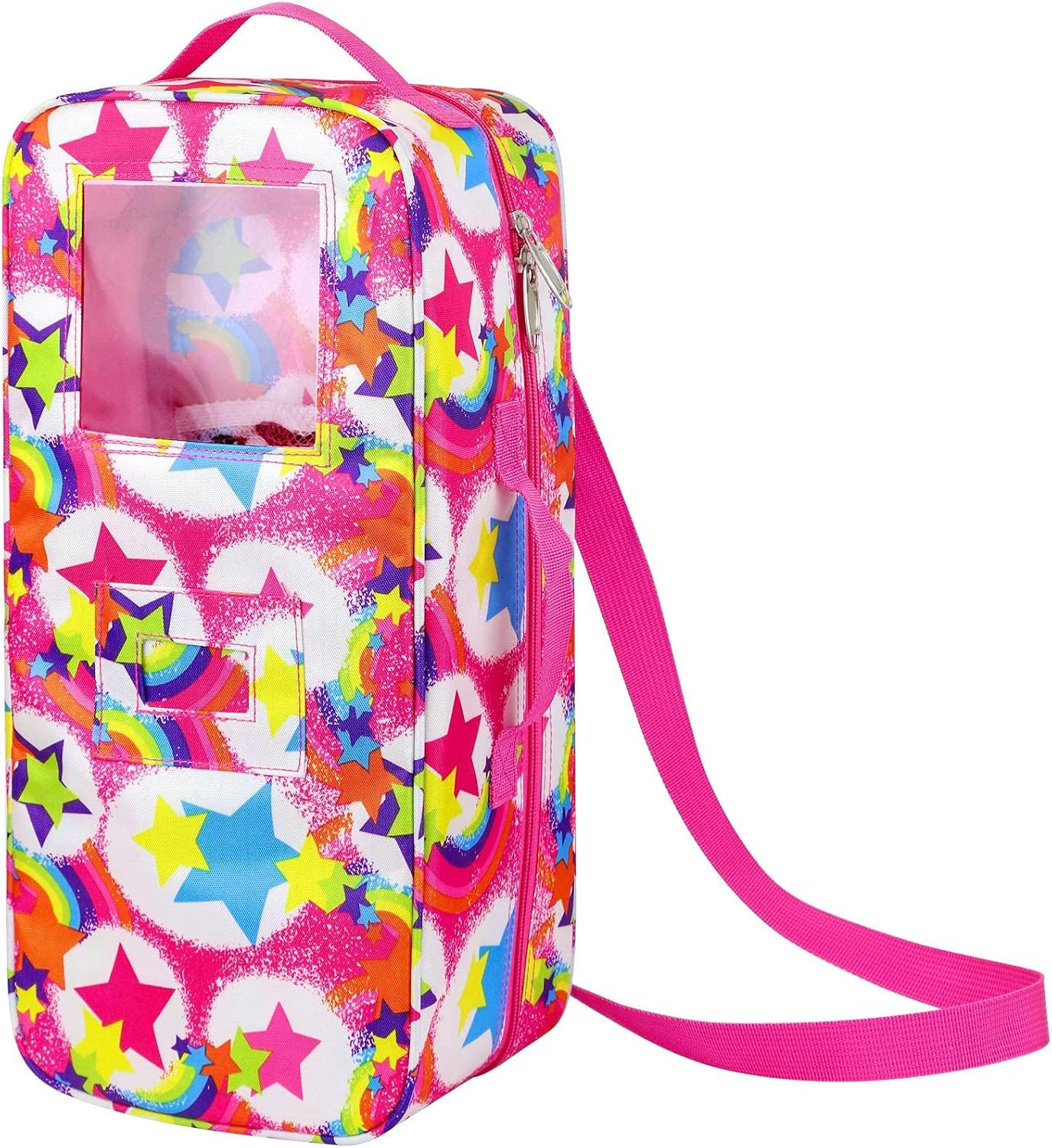 K.T.Fancy 14.5 Inch Doll Carrier Wishers Doll Travel Case Crossbody Carrier Bag Suitcase for 14.5 Inch Girl Doll Accessories with Multi-Pocket Storage Closet