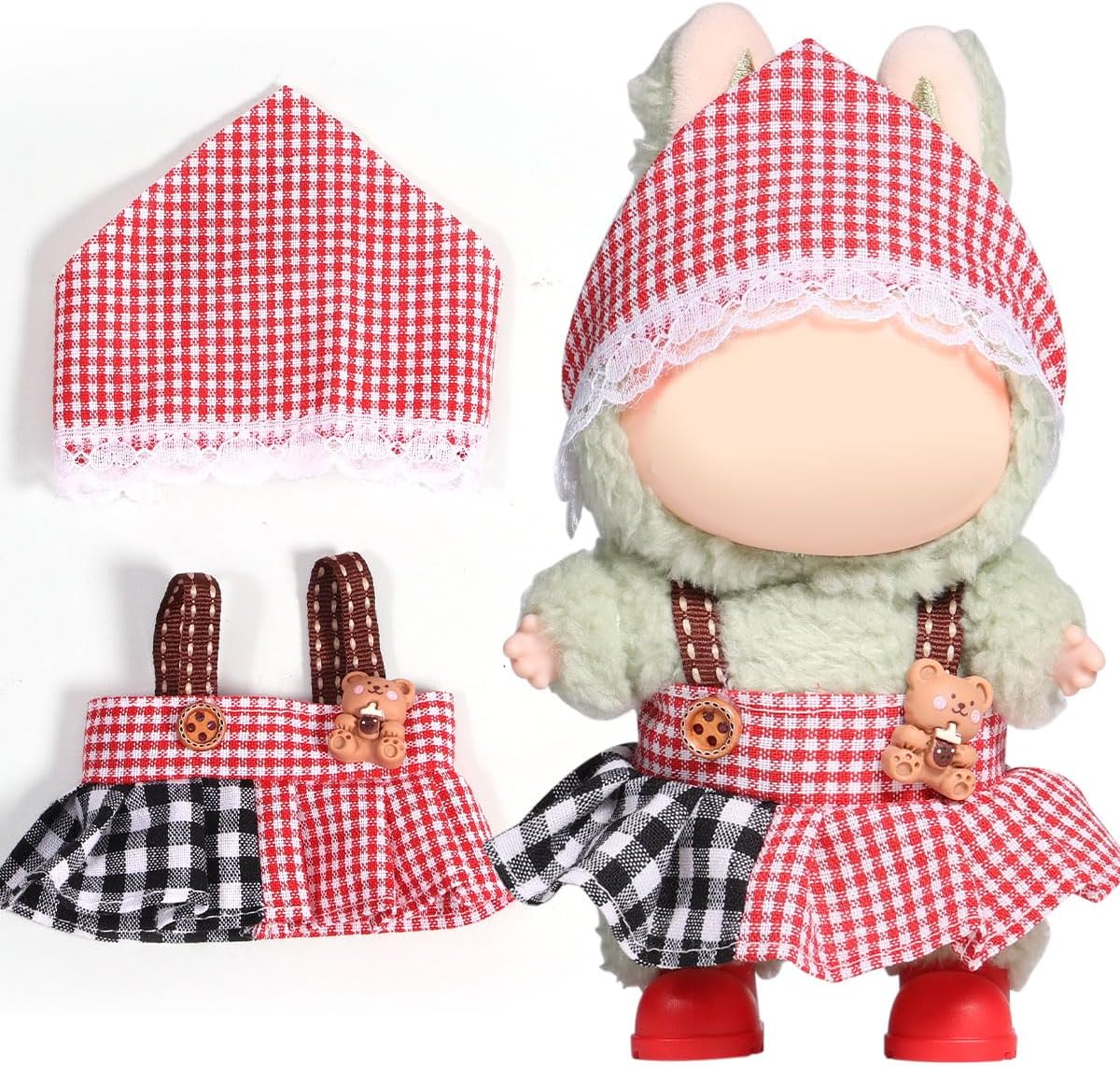 AICase for Labubu Clothes/for Labubu Outfits,Clothes Set for 17cm Lububu Doll,2 Piece Set Hat Clothing for LA BUBU, Boys and Girls Stylish Adorable Dolls Clothes Accessories (No Doll)_07