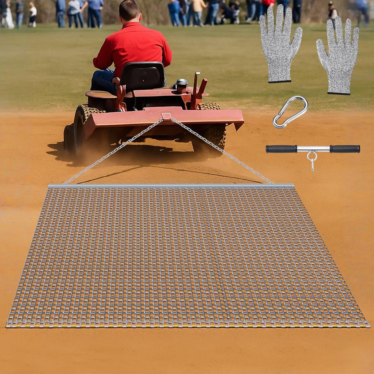 Heavy Duty Drag Mat, Baseball Field Drag ATV/utv Zinc Plated Field Surface Leveling Steel Mesh Infield Multi Surface Mat for Driveway Farm Garden Baseball Football