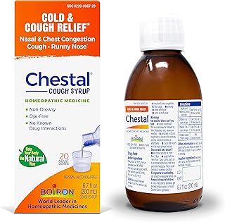 Boiron Chestal Adult Cold and Cough Syrup for Nasal and Chest Congestion, Runny Nose, and Sore Throat Relief - 6.7 Fl oz