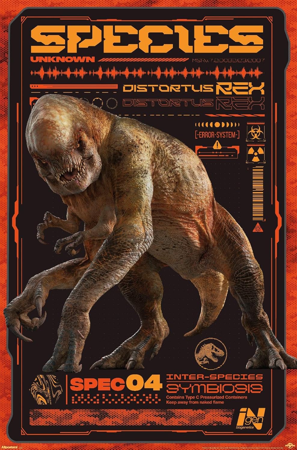 Trends International Jurassic World: Rebirth (2025) - Distortus Rex Wall Poster, 34L x 22.4W, Premium Unframed Version
