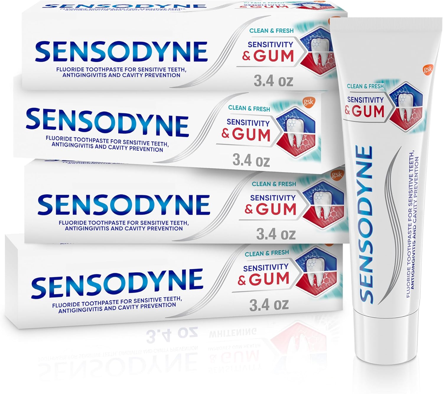Sensodyne Sensitivity & Gum Clean & Fresh Toothpaste, 3.4 oz (Pack of 4)
