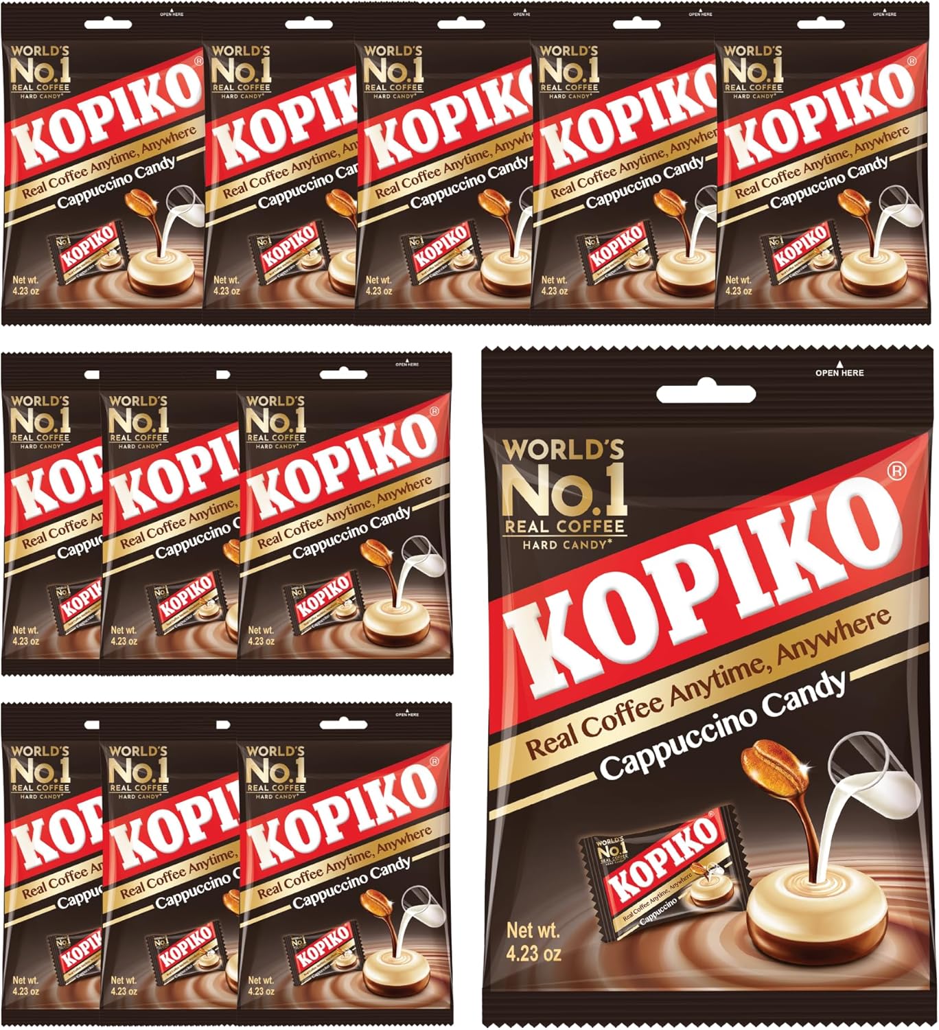 Kopiko Cappuccino Candy 100g (Pack of 12) Coffee Bag Sweets