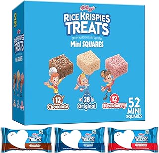 Rice Krispies Treats Mini Crispy Marshmallow Squares, Kids Snacks, Lunch Snacks, Variety Pack, 20.1oz Box (52 Bars)