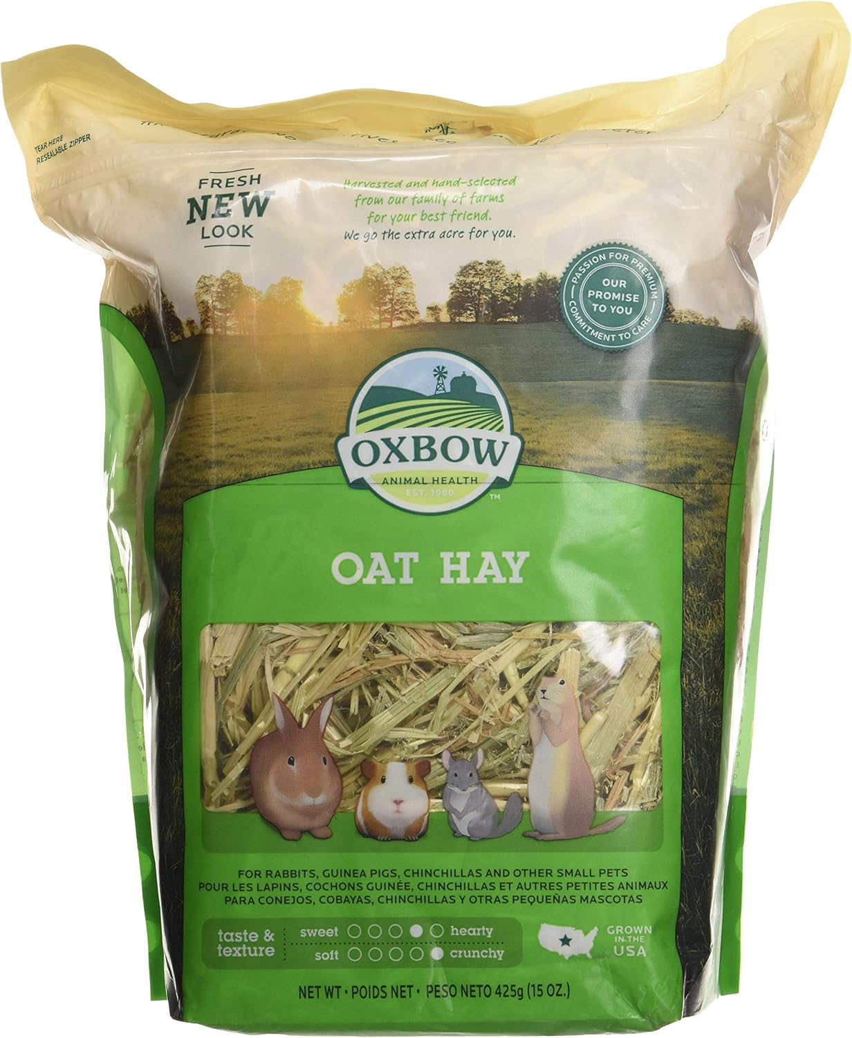 Oxbow Oat Hay, Rabbit & Guinea Pig Hay, High Fiber for Digestive Health, Grown in the USA, Veterinarian Recommended Small Pet Supplies, for Rabbits, Guinea Pigs, & Chinchillas, 15 oz.