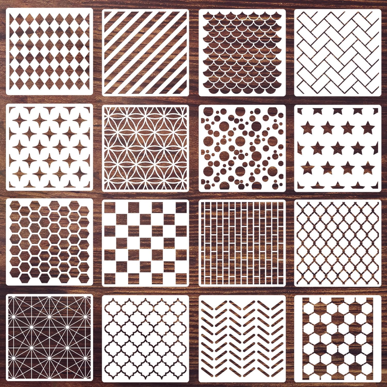 Geometric Stencils for Painting 6" Checkered Honeycomb Stencil