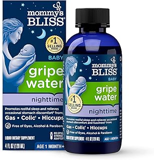 Mommy's Bliss Gripe Water Night Time, Infant Gas & Colic Relief, Gentle & Safe, 2 Weeks+, 4 FL OZ Bottle (Pack of 1)