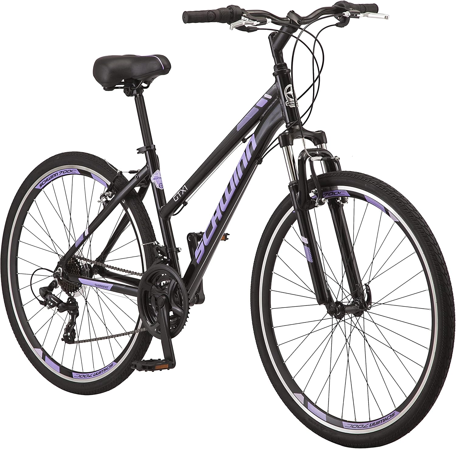 Schwinn GTX Comfort Adult Hybrid Bike, Men and Women, Dual Sport Bicycle, 700c Wheels, Step-Through or Step-Over Lightweight Aluminum Frame