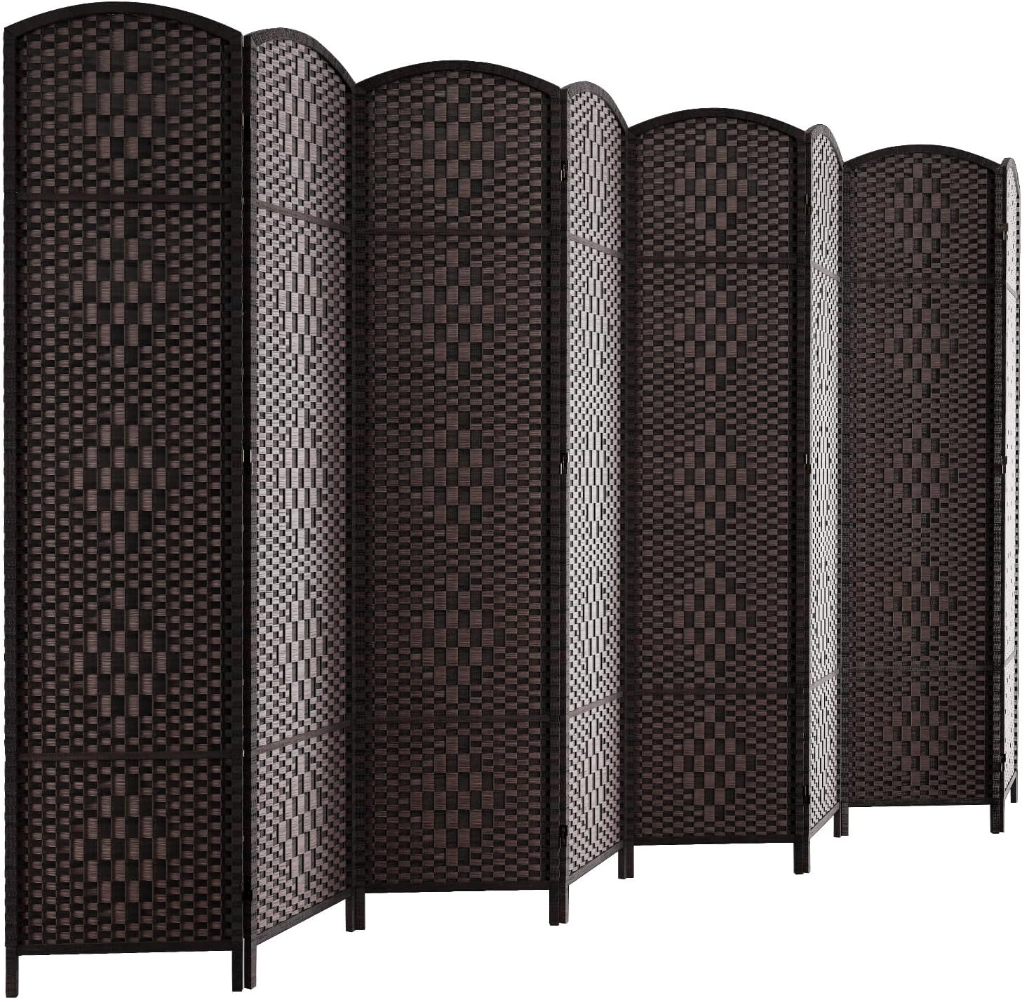 HALLYBEE Room Divider Panel,8 Panel Partition Room Dividers, Dark Mocha