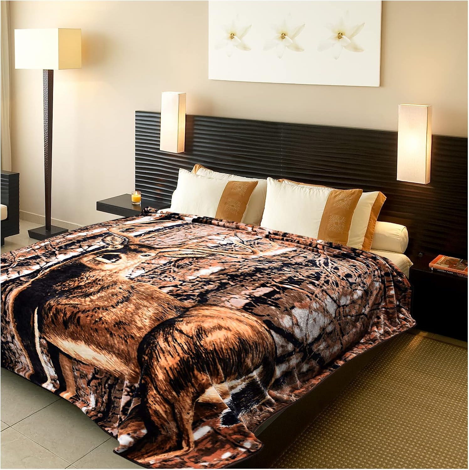 5.3 lbs Deer Blanket Queen Size, Heavy, Thick, and Warm No Lints | Thanksgiving, Christmas, and New Year Gift for Family and Friends | Korean Mink Blanket (75" x 90"), San Marcos Mexican Blanket