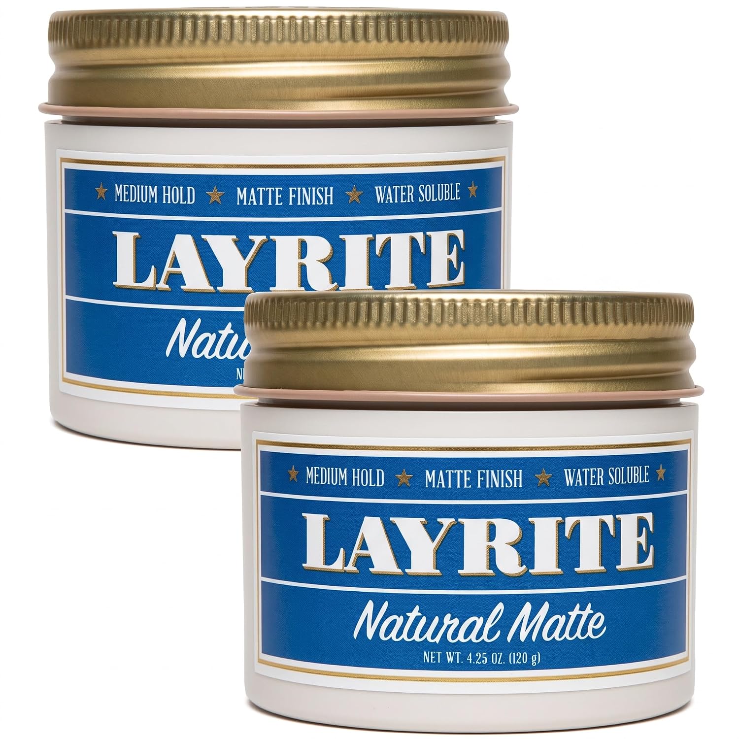 Layrite Natural Matte Cream,Basic,White,Mild Cream Soda,4.25 Ounce,(Pack of 2)