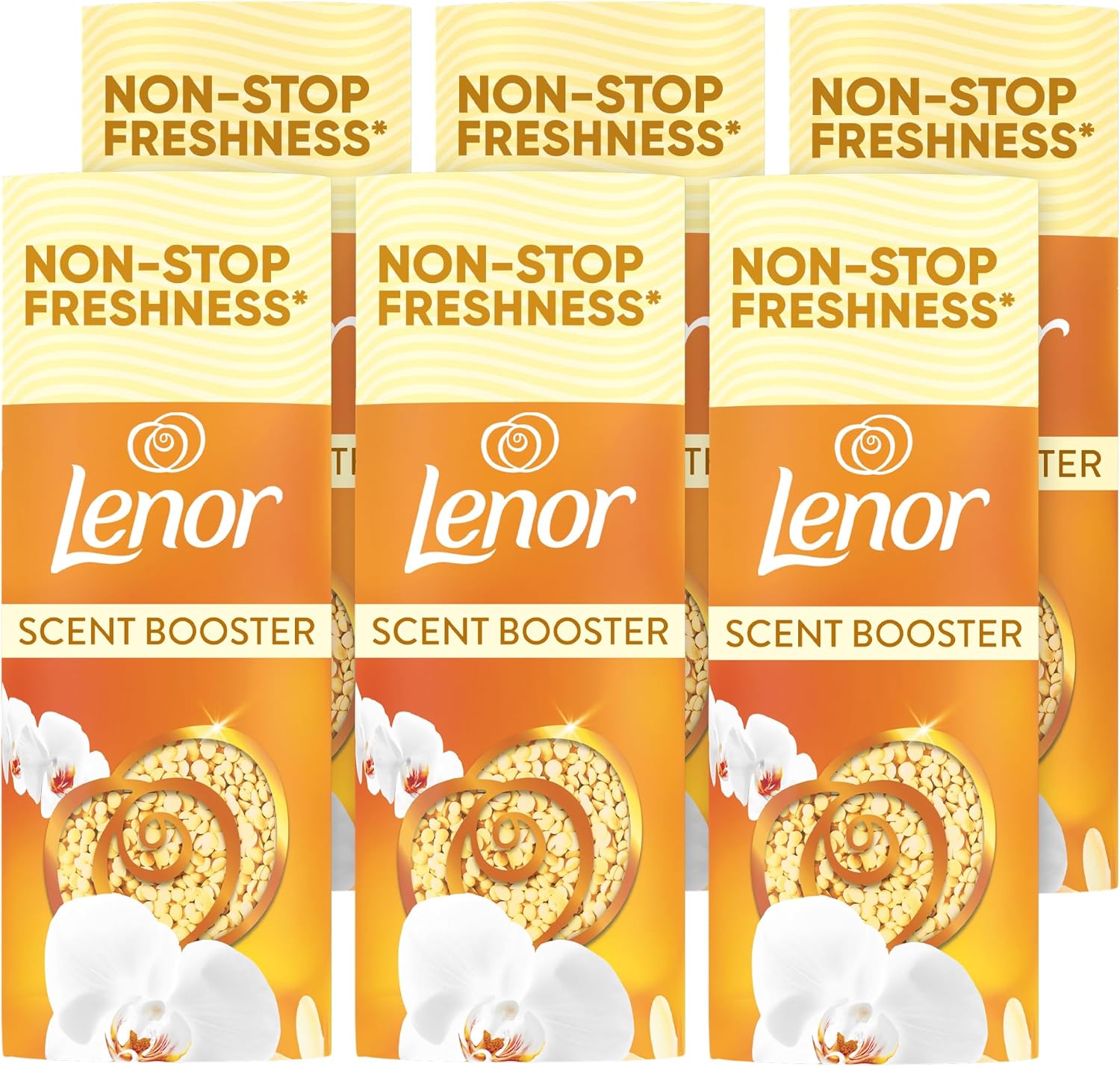 Lenor Laundry Perfume Scent Booster, 6 Packs x155 g, Gold Orchid, Non-Stop Freshness Up to 12 Weeks in Storage