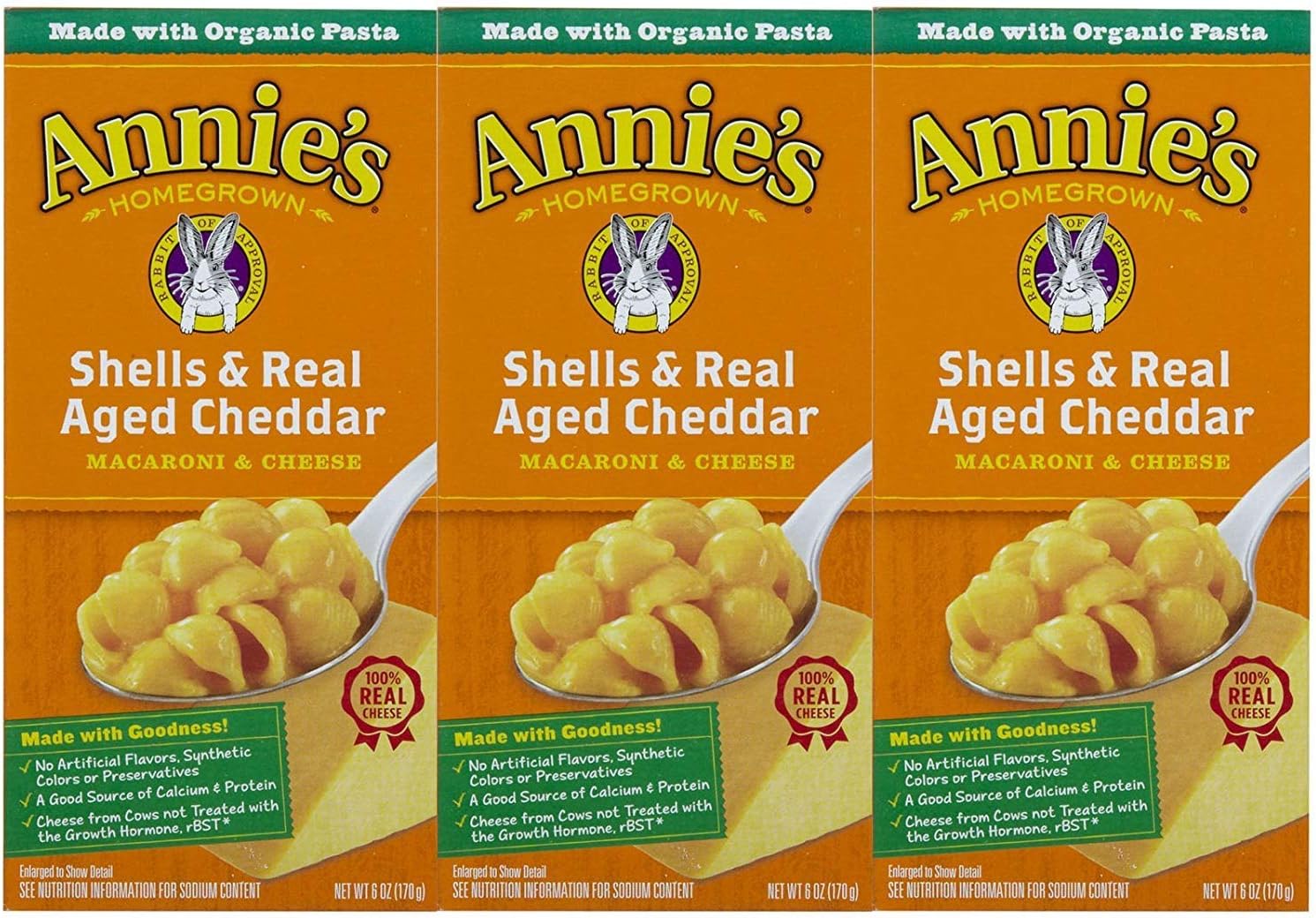 Annie's Homegrown Macaroni & Cheese - Shells & Real Aged Cheddar - 6 oz - 3 Pack by Annie's Homegrown