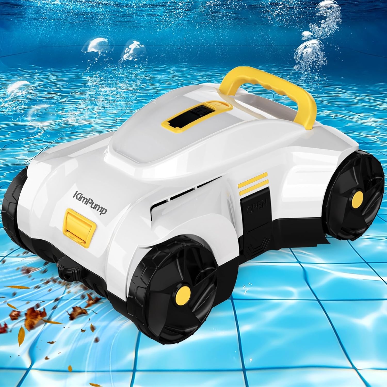 Automatic Pool Vacuum Robot, Cordless Robotic Pool Cleaner for Above Ground Pools and Flat Inground Pools, Pool Vacuum Cleaner Automatically Removes Debris Underwater, 90-120Min Runtime
