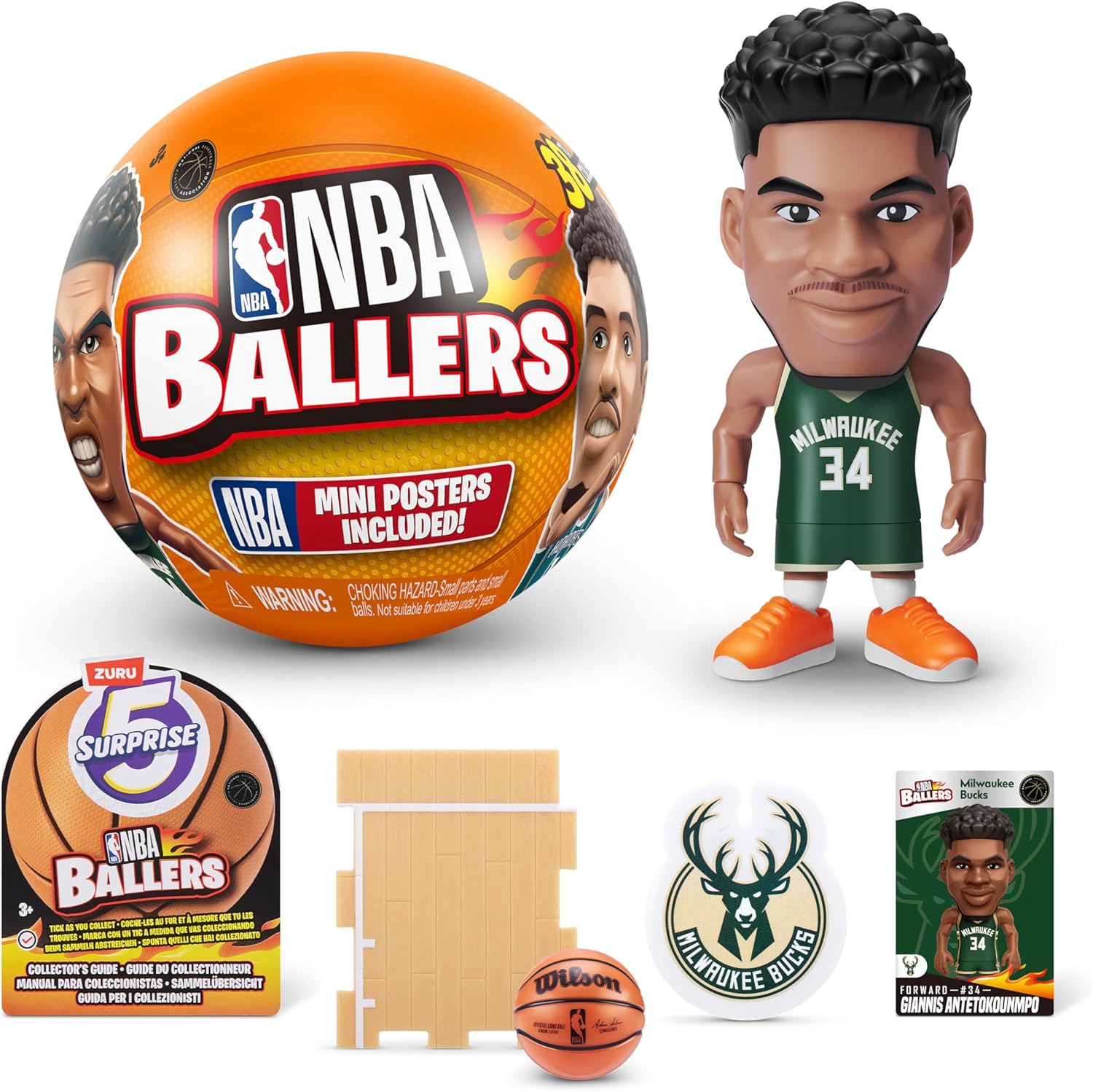 5 SURPRISE NBA Ballers by ZURU Surprise Unboxing Basketball Collectible Sports Toy For Boys (Single Capsule)
