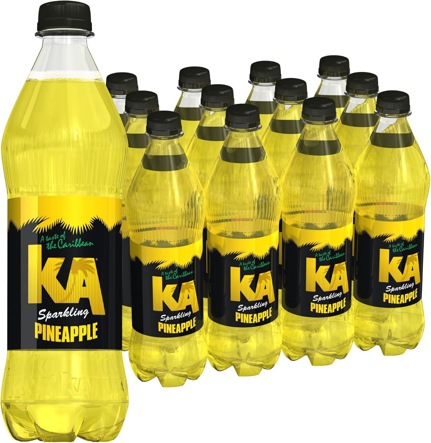KA Caribbean Pineapple Fizzy Drinks - Traditional & Authentic Caribbean Jamaican Style Sparkling Drink - Soft Drinks Multipack - Caribbean Pineapple Soda Drinks Bulk Pack - 12 x 500ml Bottles