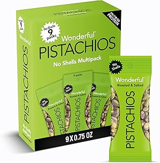 Wonderful Pistachios No Shells, Roasted & Salted Nuts, 0.75 Ounce Bag (Pack of 9), Protein Snacks, Gluten Free, On-the-Go, Individually Wrapped Snacks