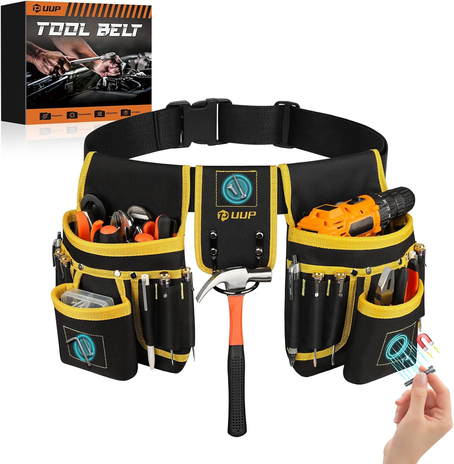 Magnetic Tool Belt for Men, 26 Pockets Heavy Duty Nail Tool Pouch Dad Gift